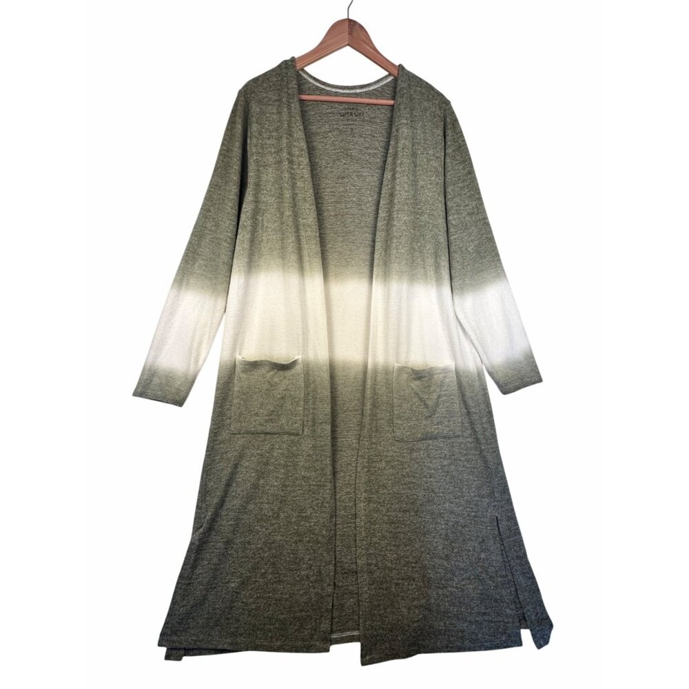 Torrid Womens Super Soft Open Front Olive Cream Long Cardigan 2X Boho Whimsigoth